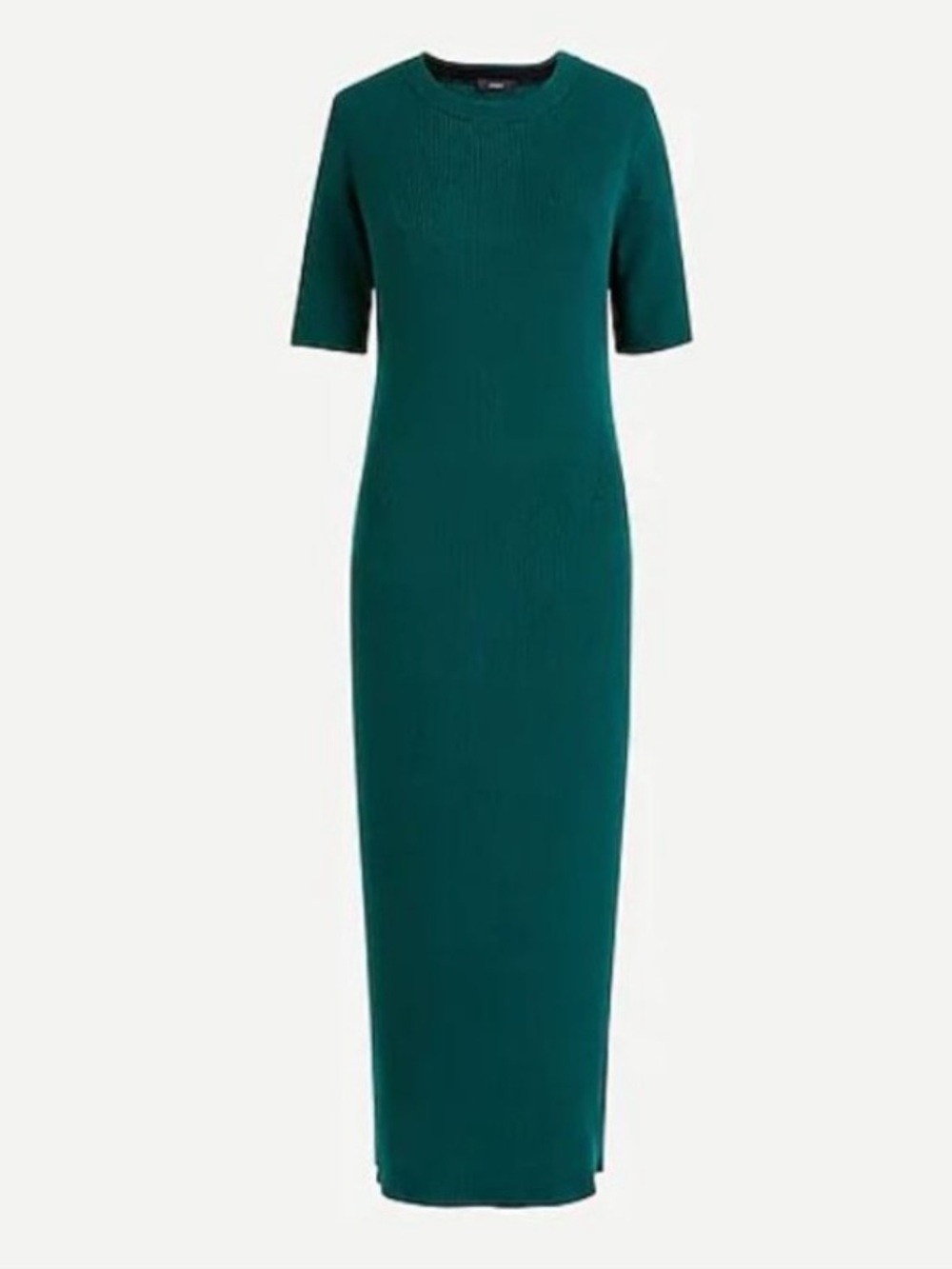 J. Crew Emerald Green Ribbed Long Dress, Fitted w/lots of stretch, size Medium